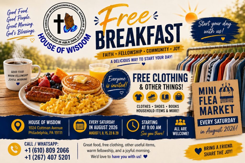 Free Breakfast and Mini Flea Market every Saturday in August 2026